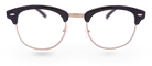 Eyelevel-UK Albany black and gold semi-rimless browline reading glasses with clear magnifying lenses.