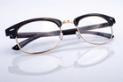 Eyelevel-UK Albany black and gold semi-rimless browline reading glasses with clear magnifying lenses