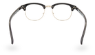 Eyelevel-UK Albany black and gold semi-rimless browline reading glasses, back view showing temple arms.