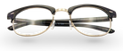 Eyelevel-UK Albany black and gold semi-rimless browline reading glasses with clear magnifying lenses