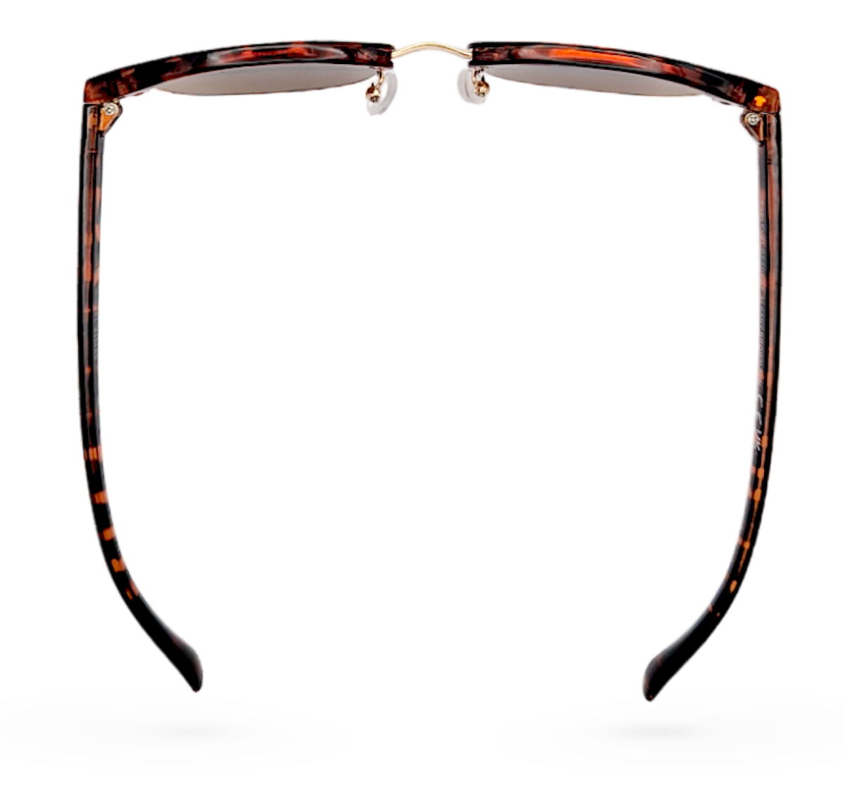 Eyelevel-UK Albany brown tortoiseshell semi-rimless sun readers with gold bridge, top-down view.