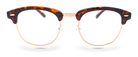 Eyelevel-UK Albany brown tortoiseshell and gold semi-rimless browline reading glasses with clear magnifying lenses.