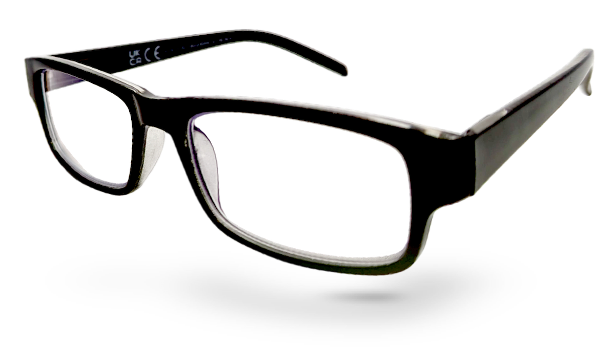 Eyelevel-UK Alfie black rectangular anti-blue light glasses with clear plano lenses for screen use