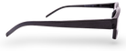 Eyelevel-UK Alfie black rectangular reading glasses with a slim plastic frame shown from a side profile view.
