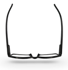 Eyelevel-UK Alfie black rectangular reading glasses viewed from above showing slim plastic frames