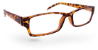 Eyelevel-UK Alfie brown rectangular reading glasses with a classic tortoiseshell plastic frame.