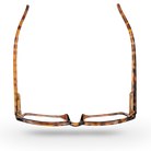 Eyelevel-UK Alfie brown rectangular reading glasses with a classic tortoiseshell plastic frame, top-down view.