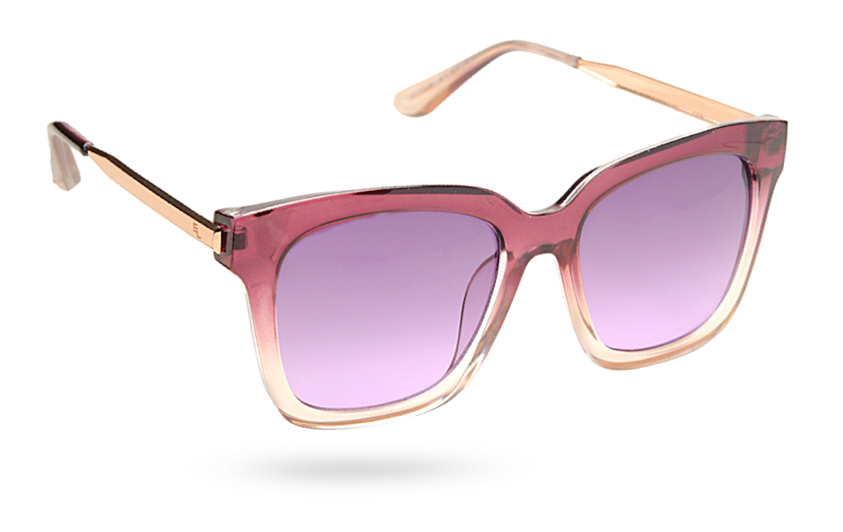 Eyelevel-UK Anastacia oversized square sunglasses with rose and crystal clear frame and rose gradient lenses.