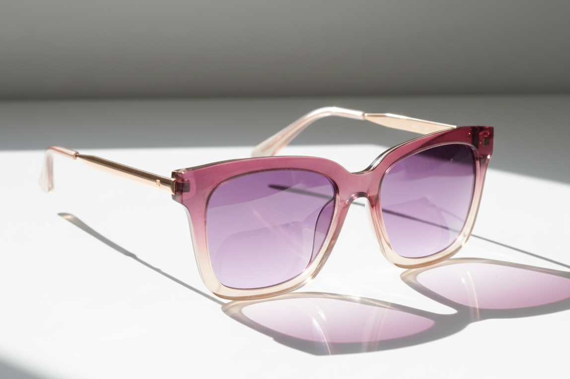 Eyelevel-UK Anastacia oversized square sunglasses in rose and crystal clear with rose gold accents and gradient lenses.
