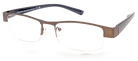 Eyelevel-UK Apollo semi-rimless reading glasses with bronze rectangular frames and dark temples on a white background.