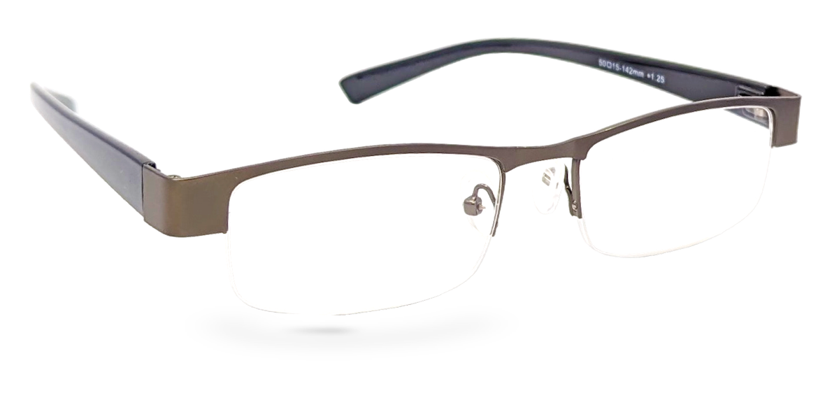 Eyelevel-UK Apollo semi-rimless rectangular reading glasses with bronze-tone frame and dark temples