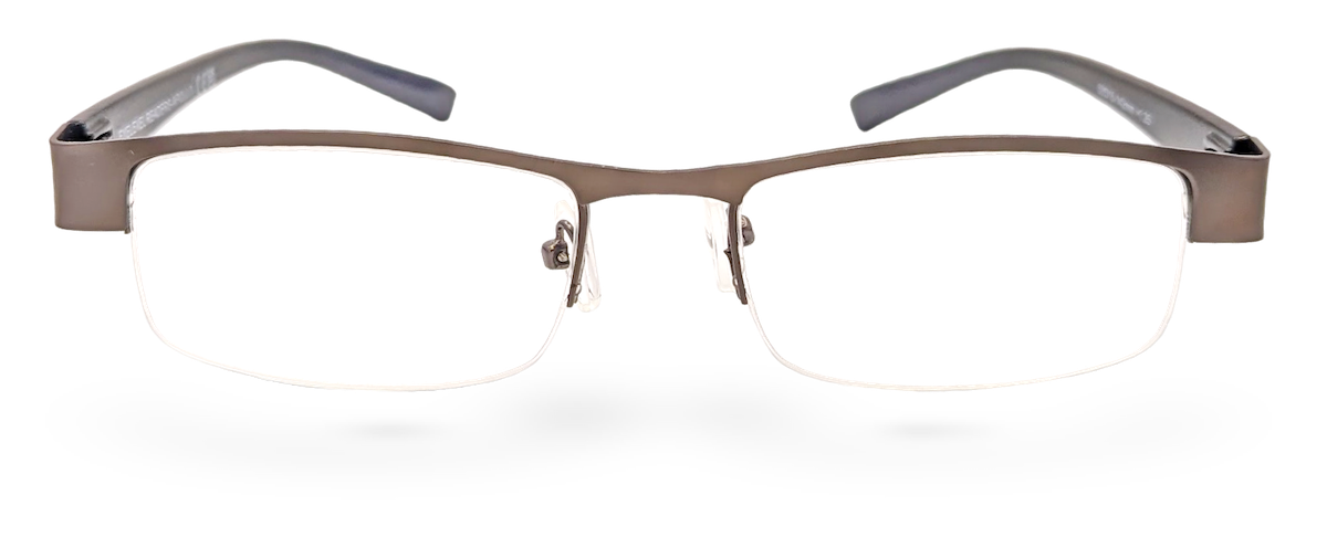 Eyelevel-UK Apollo semi-rimless reading glasses with a bronze rectangular frame and dark temples.
