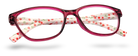 Eyelevel-UK Aruba reading glasses with bright pink rounded-square frames and white temples featuring a red cherry print.