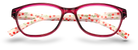 Eyelevel-UK Aruba reading glasses with bright pink rounded-square frames and white temples featuring a cherry pattern.
