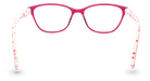 Eyelevel-UK Aruba reading glasses with a bold bright-pink rounded-square plastic frame and clear magnifying lenses.