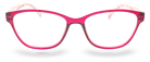 Eyelevel-UK Aruba reading glasses with a bold bright-pink rounded-square plastic frame and clear magnifying lenses.