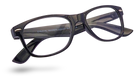 Eyelevel-UK Ashley Black reading glasses with a classic rectangular black plastic frame and clear magnifying lenses.