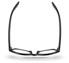 Eyelevel-UK Ashley Black reading glasses with a rectangular plastic frame viewed from above