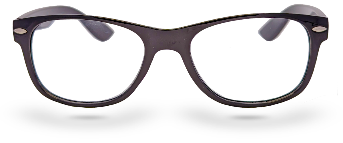 Eyelevel-UK Ashley Black rectangular reading glasses with a classic full rim plastic frame and clear lenses.
