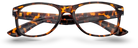 Eyelevel-UK Ashley Brown reading glasses with a rectangular tortoiseshell plastic frame and clear magnifying lenses.