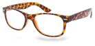 Eyelevel-UK Ashley Brown reading glasses with a rectangular tortoiseshell plastic frame and clear magnifying lenses.