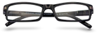 Eyelevel-UK Attorney black rectangular reading glasses with a slim full-rim plastic frame and clear magnifying lenses.