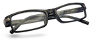 Eyelevel-UK Attorney black rectangular reading glasses with slim plastic frames and clear magnifying lenses