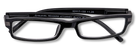 Eyelevel-UK Attorney black rectangular reading glasses with slim plastic frames and clear magnifying lenses.
