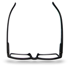 Eyelevel-UK Attorney black rectangular reading glasses viewed from above showing the slim plastic frame