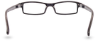 Eyelevel-UK Attorney black reading glasses with a slim rectangular plastic frame, shown from a rear perspective.
