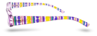 Eyelevel-UK Aztec reading glasses featuring a purple rectangular frame with a colourful geometric pattern on the arms