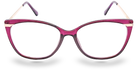 Eyelevel-UK Barbados pink cat-eye reading glasses with slim metal-look temples and clear magnifying lenses