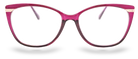 Eyelevel-UK Barbados pink cat-eye reading glasses with slim metal-look temples and clear magnifying lenses.