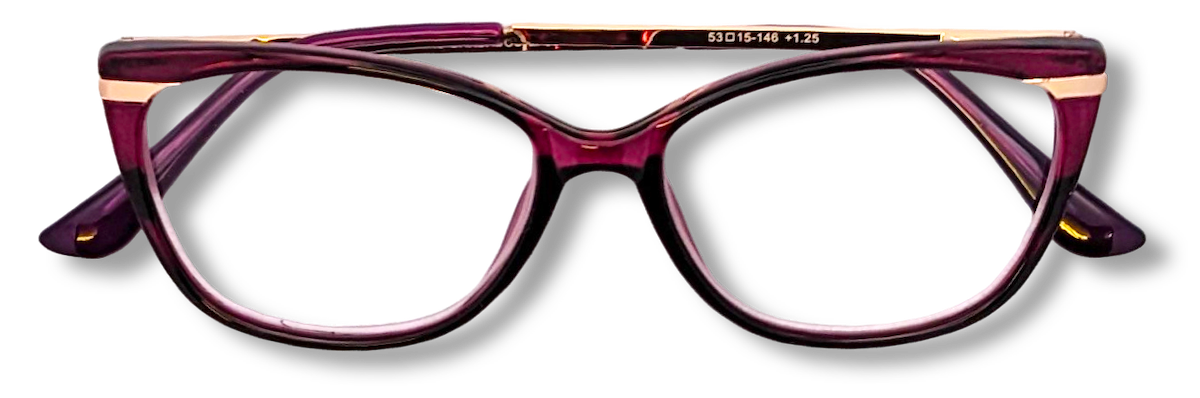 Eyelevel-UK Barbados pink cat-eye reading glasses with slim gold-tone metal temples and clear magnifying lenses