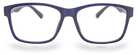 Eyelevel-UK Berlin reading glasses featuring a blue and black rectangular plastic frame with clear magnifying lenses.
