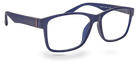 Eyelevel-UK Berlin reading glasses with a blue rectangular plastic frame and clear magnifying lenses