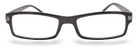 Eyelevel-UK Attorney black rectangular reading glasses with a slim plastic frame and clear magnifying lenses.