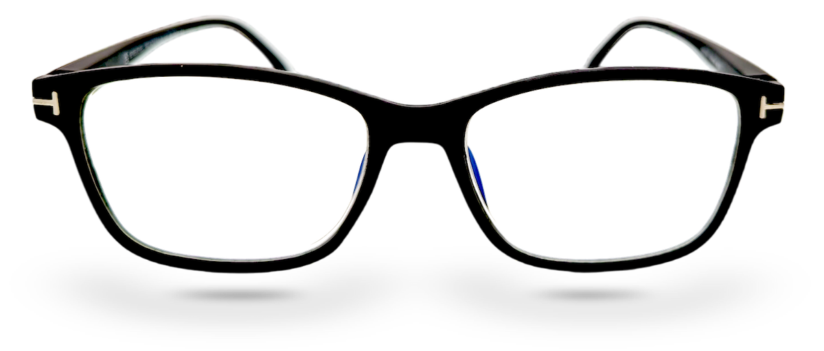 Eyelevel-UK black rectangular reading glasses with blue-light-filtering lenses for digital screens