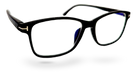 Eyelevel-UK black rectangular reading glasses with blue-light-filtering lenses for screen use.