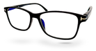 Eyelevel-UK black rectangular reading glasses with blue-light-filtering lenses for digital screen use.