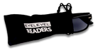 Eyelevel-UK black rectangular sun readers with tinted UV400 lenses inside a soft branded felt storage pouch.