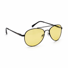 Eyelevel-UK Night Driver 1 sunglasses featuring a black metal aviator frame and yellow lenses for low-light driving.