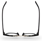 Eyelevel-UK Boston black round reading glasses with a sleek frame and metal bridge detail viewed from above.