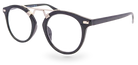 Eyelevel-UK Boston black round reading glasses with a metal bridge detail and clear magnifying lenses.