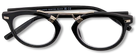 Eyelevel-UK Boston black round reading glasses with a mixed-material frame and gold-tone metal bridge detailing.