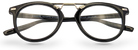 Eyelevel-UK Boston black round reading glasses with a metal bridge detail and clear magnifying lenses