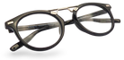 Eyelevel-UK Boston black round reading glasses with a mixed-material frame and silver-tone metal bridge detailing.