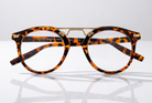 Eyelevel-UK Boston brown tortoiseshell round reading glasses with gold-tone metal bridge detailing