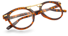 Eyelevel-UK Boston brown tortoiseshell round reading glasses with gold-tone metal bridge detailing