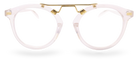 Eyelevel-UK Boston reading glasses with a transparent round frame and gold-tone metal bridge detailing.